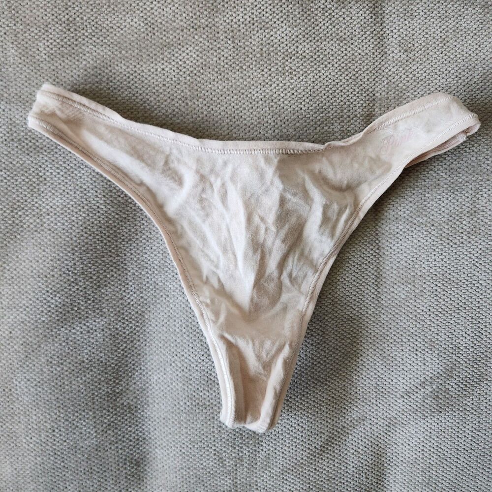 Victoria's Secret Small Beige Cotton‎ High Leg Thong Panty NWT